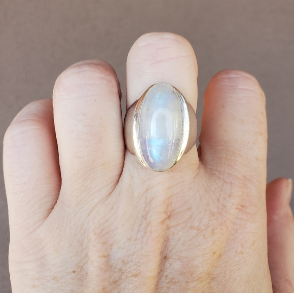 New Men's Rainbow Moonstone 925 Silver Ring. - Picture 11 of 11